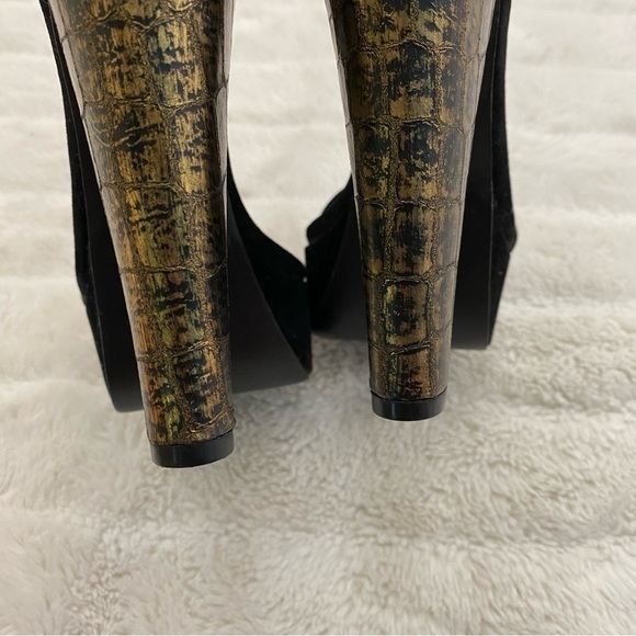 Colin Stuart x Victoria’s Secret Black Suede Leather Platform Heels New Size 6 - Picture 10 of 12